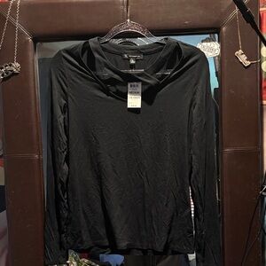INC International Concepts Black Long Sleeve Top